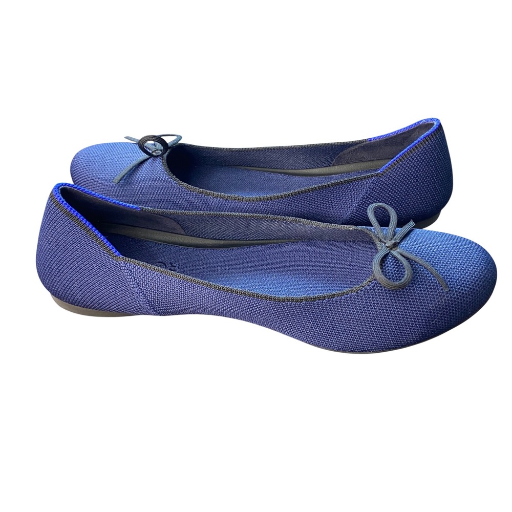 Rothys The Bow Flat Navy Blue Round Toe Knit Ballet Flats Womens Size 9 - Picture 7 of 11